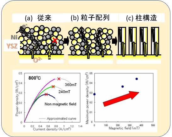 固体酸化物形燃料電池のNiの磁場配列 固体高分子形燃料電池のパターン電極